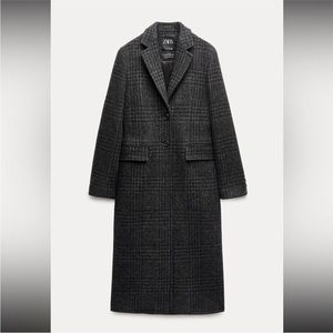 Zara Wool Plaid Tailored Coat